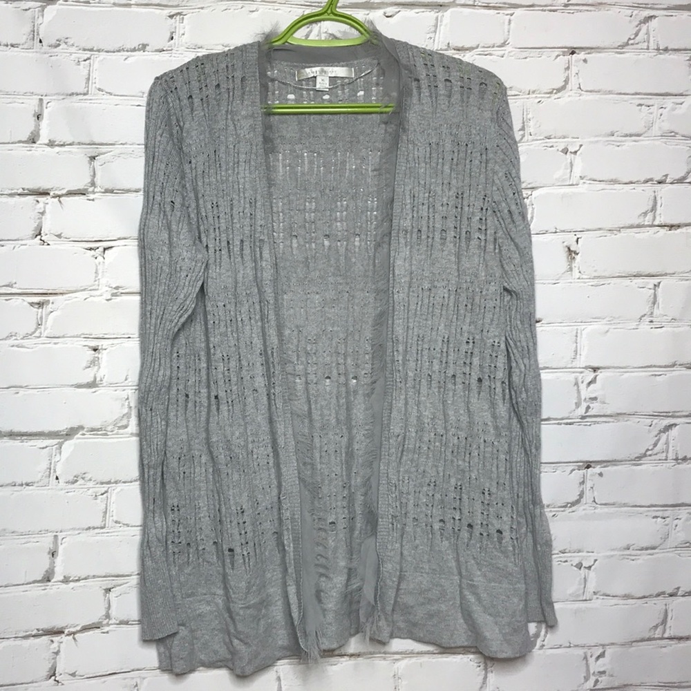 LC Lauren Conrad Open Front Eyelet Knit Cardigan